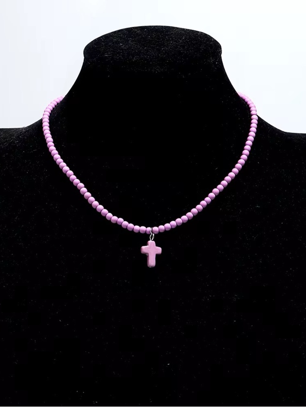 Purple Beaded Cross Necklace - Women Jewelry